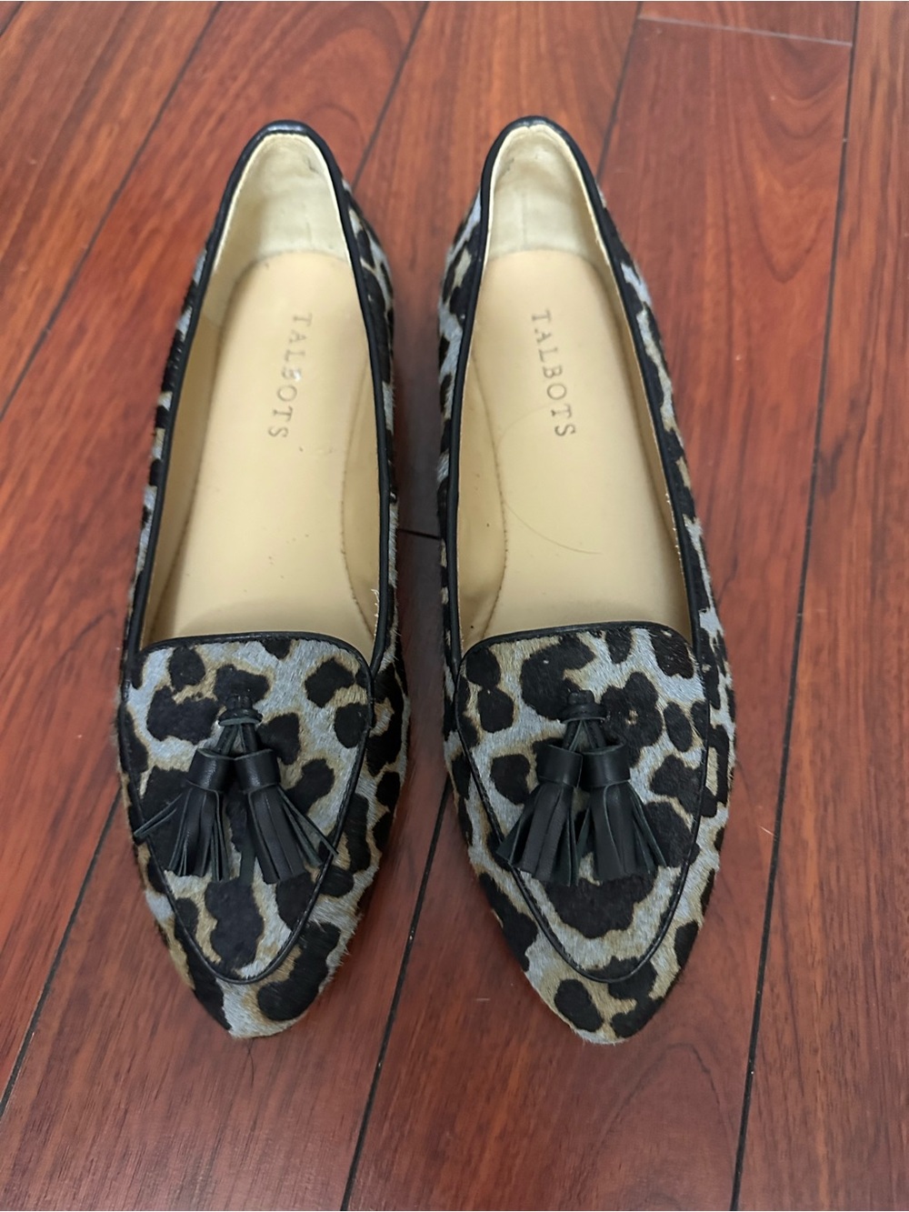 Talbots Leopard Print Tassel Loafers - Black & Brown